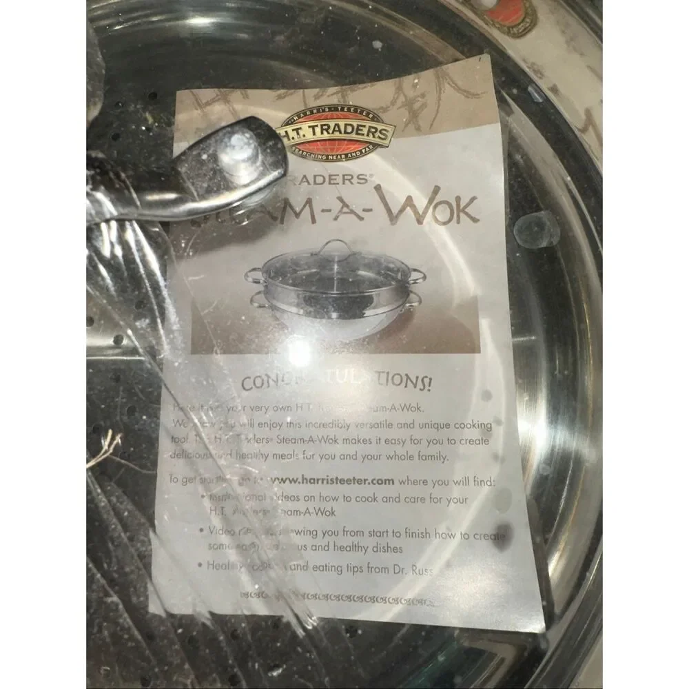 H.T. Traders Steam-A-Wok Stainless Steel Wok Steamer Lid & NWOB